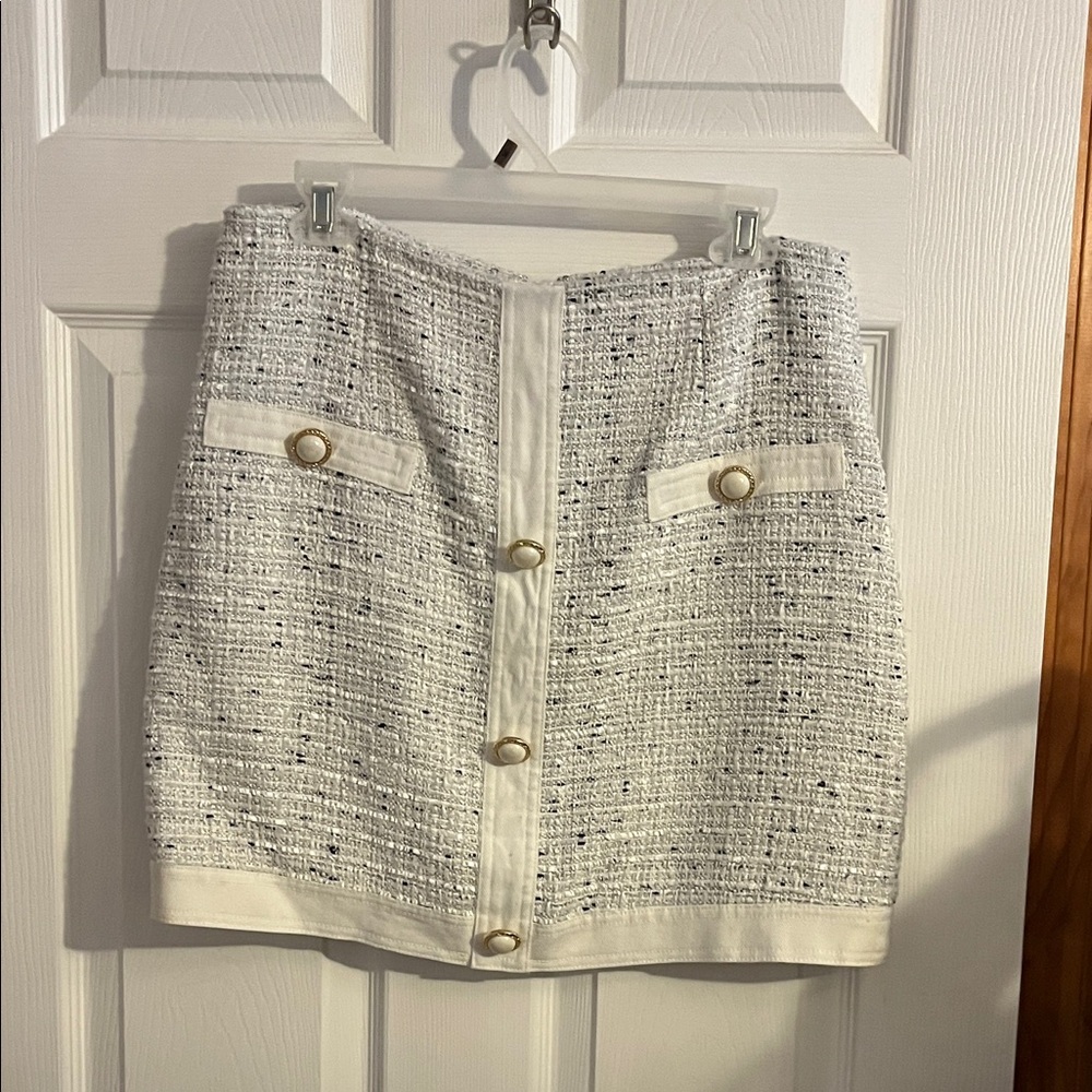 Guess White Tweed Mini Skirt